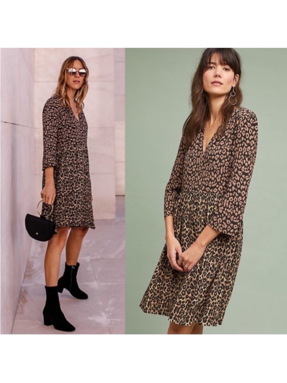 Anthropologie Maeve Juno leopard dress Women's Medium Cheetah animal print J
